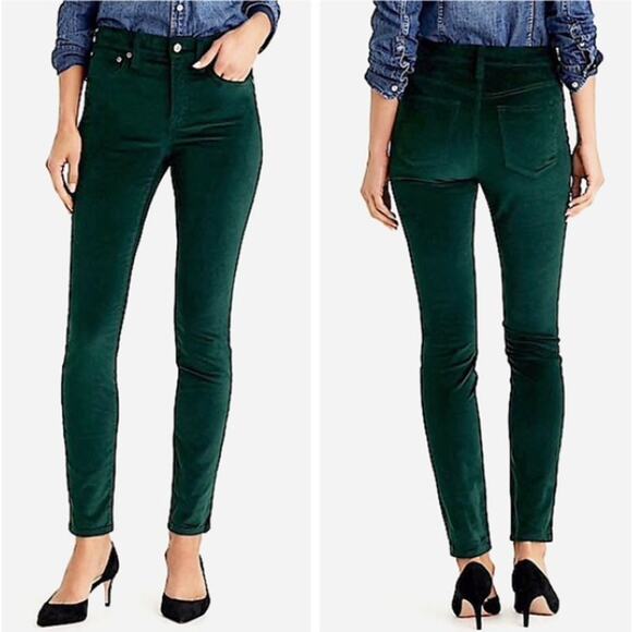 J. Crew 9" High-Rise Toothpick Jean in Green Velvet Size 29 - Picture 1 of 7